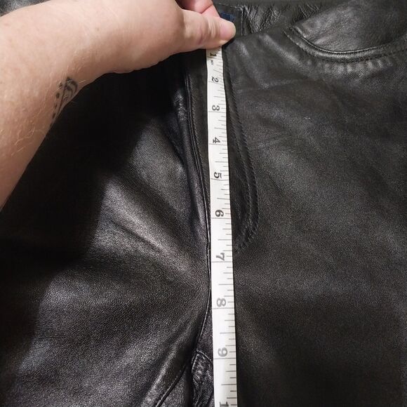 VTG Gap leather pants Women 4 black bootcut 28x31 Biker Motorcycle Gothic Y2K - Picture 11 of 12